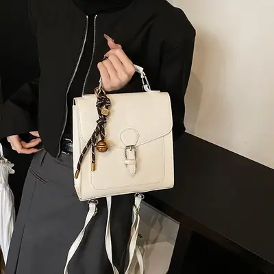 2025 Spring Japanese Korean College Style White Shoulder Bag