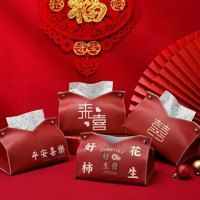 Red Creative Tissue Box for Weddings & Festivals