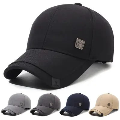 Men's Black Baseball Cap Casual Outdoor Sun Hat