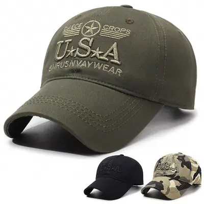 U.S.A. Camo Flat Cap Men's All Season
