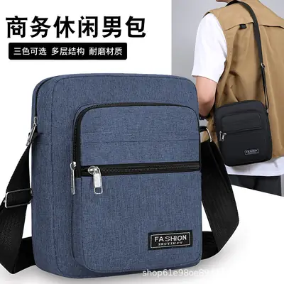 Men's Blue Multi-Layer Waterproof Shoulder Bag