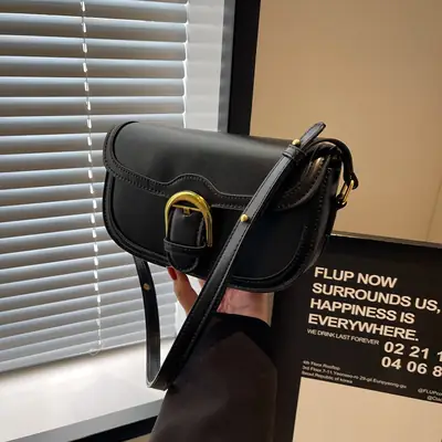 Women Crossbody Bag Black Leather 2026 New