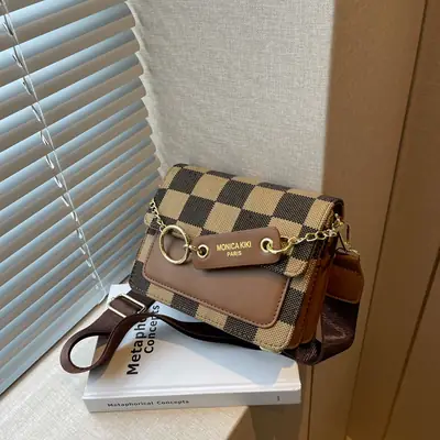 Cross-Border Retro Checkerboard Crossbody Bag for Women