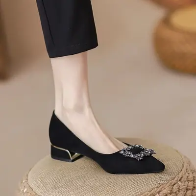 Black Rhinestone Heel Women's High Heels