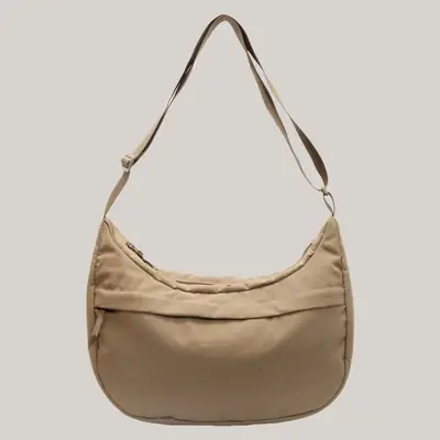 Women's Beige Nylon Crossbody Bag Large Capacity Waterproof