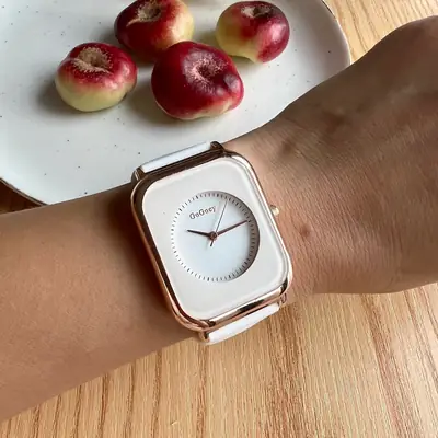 Women's Square Watch Maroon Belt Casual New Style