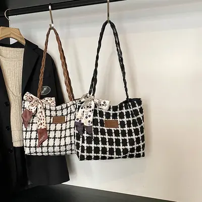 2025 Woolen Plaid Shoulder Bag for Women