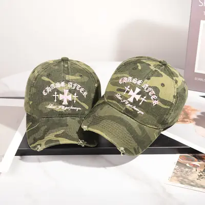 American Retro Camouflage Baseball Cap with Star Embroidery