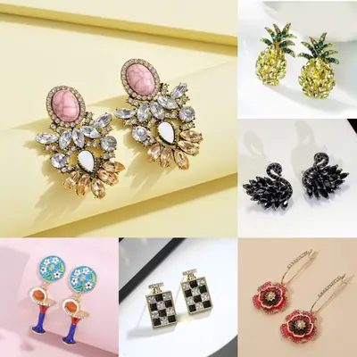 Diamond Encrusted Fruit Animal Earrings for Women