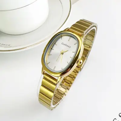 Gold Bamboo Ladies Watch with Black Dial