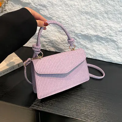 Pink Woven Shoulder Messenger Bag for Women