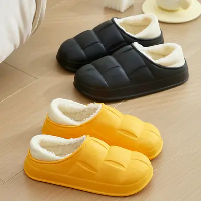 2025 Internet Celebrity Winter Indoor Moon Shoes Couple Student Comfortable Simple Cotton Slippers Warm Home New Style Plush