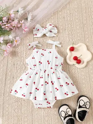 2025 Baby Skirt Dress Red Floral Cross-border