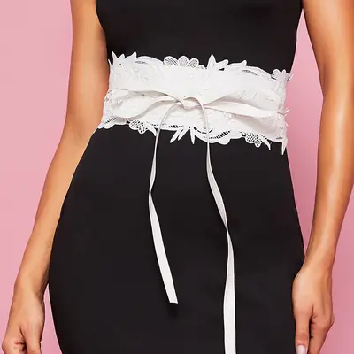 White Lace Waist Seal Belt for Women