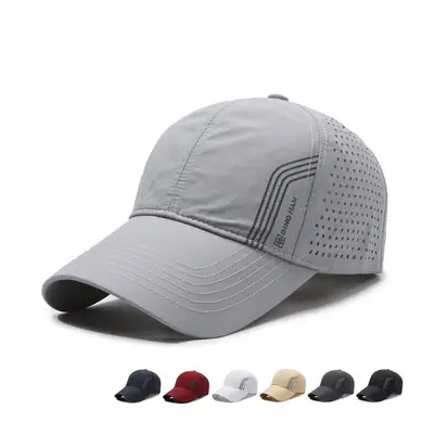 Men Black Wide Brim Baseball Cap with Mesh Back