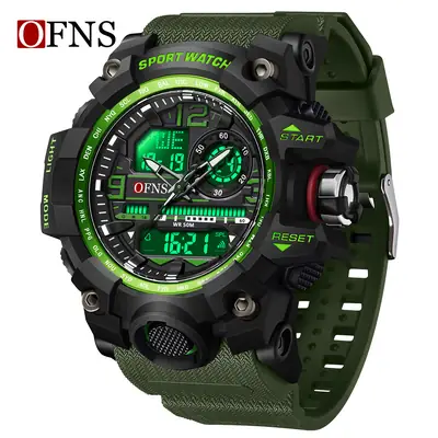 OFNS Multifunctional LED Digital Watch Black White Green Blue Military Green