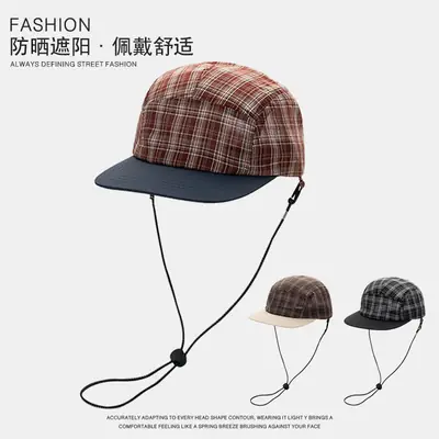 Japanese Plaid Baseball Cap Women Spring Summer Outdoor Camping
