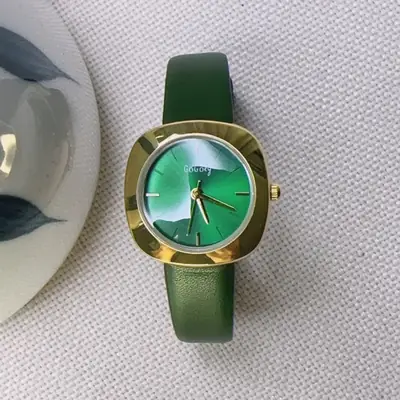 Korean Women's Green Leather Belt Watch Quartz Casual Watch