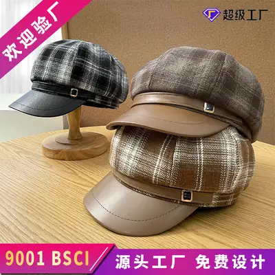 Winter Plaid Duck Tongue Cap for Kids Men