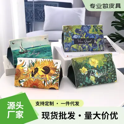 Modern Oil Painting Desktop Paper Box Multifunctional Storage Tissue Box