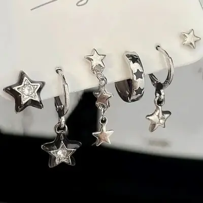 Dark Star Rhinestone 5-Piece Earrings Set