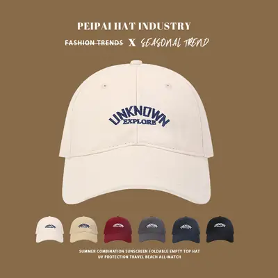 Unknowmen Embroidered Curved Sunshade Cap Red