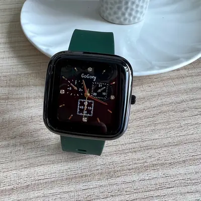 Square Watch with Soft Tape Belt for Men Women