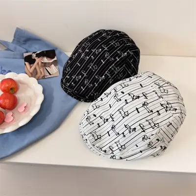 2025 Korean Stripe Duck Cap Women Retro British Pattern