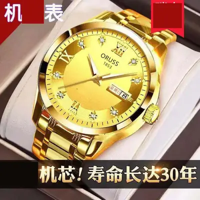 Gold Swiss Watch for Men Waterproof Diamond Luminous
