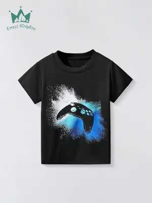 2025 Black Gaming Graphic T-Shirt for Kids