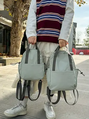 Crossbody Student Backpack Light Grey Multi-Purpose