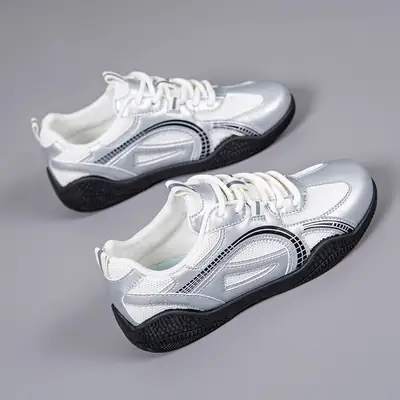 Women's White Mesh Low-Top Casual Sneakers