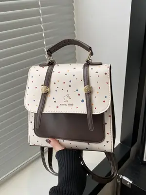 Women's Vintage Dot Backpack One Shoulder Wave Print
