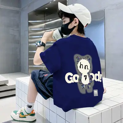 White Printed T-Shirt for Boys Summer Wear