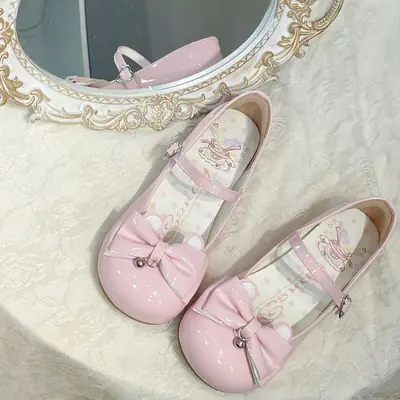 Lolita Low Heel Bow Shoes Women Pink 2025