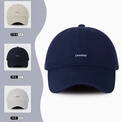 Women Retro Face Small Embroidered Cap Navy White Gray