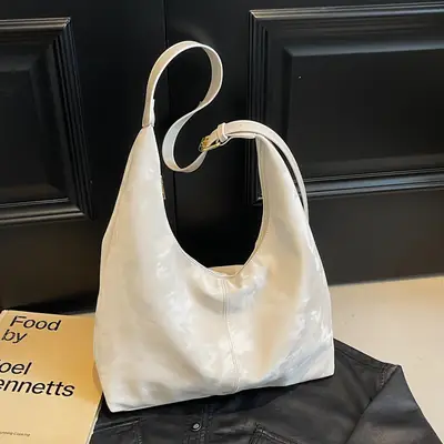 White Korean Style Underarm Tote Bag for Women