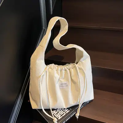 Women's Striped Velvet Strap Mouth Bag Large Capacity