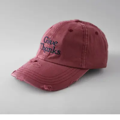 Black "Give Thanks" Embroidered Cap for Men Women