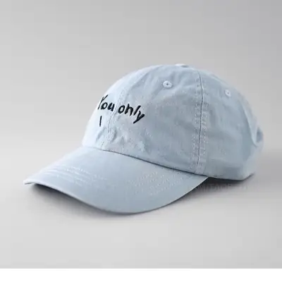 Black Korean Baseball Cap with "You Only" Embroidery