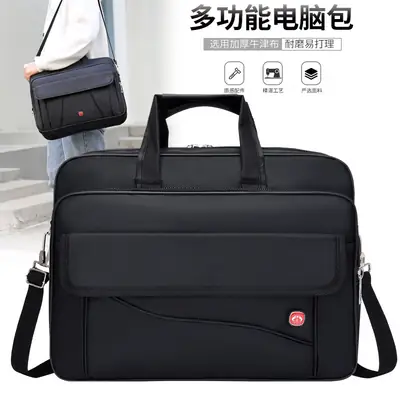 15.6 Inch Laptop Bag Black Multi Layer Shoulder Crossbody