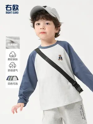 Boys Pure Cotton Long Sleeve T-Shirt Blue White Spring