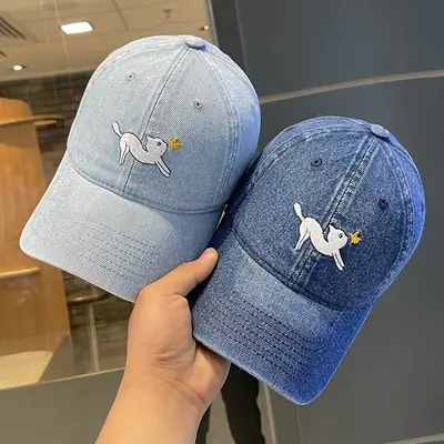Cartoon Kitten Denim Baseball Cap for Kids Spring Summer