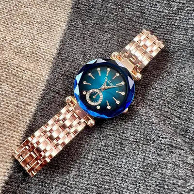 Women's Rose Gold Quartz Watch with Green Dial