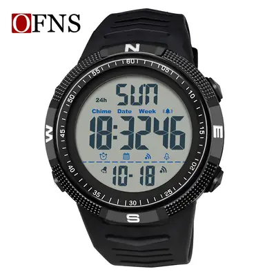 O'FNS Waterproof Sports Watch for Men Black Digital