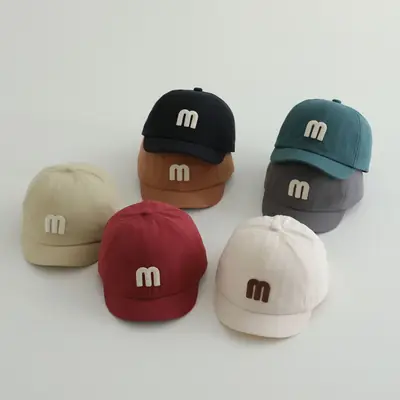 Gray M-Logo Baby Cap for Boys Spring Autumn