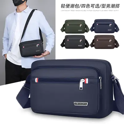 Men's Multi-Layer Shoulder Bag Navy Blue Business Travel