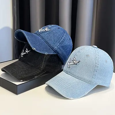 Kids Cowboy Cap with Embroidered Bird Design