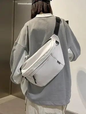 White Crossbody Bag for Men Women Large Capacity Casual