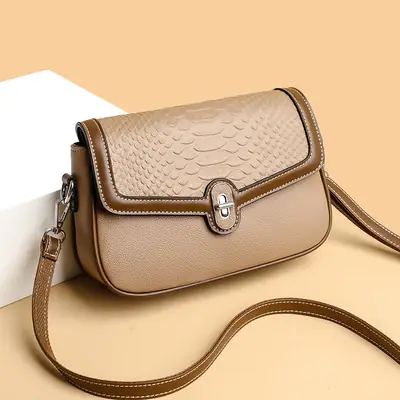 Women's Crossbody Bag with Stone Pattern & Leather Strap
